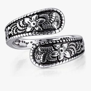 Elegant Silver Floral Women's Ring